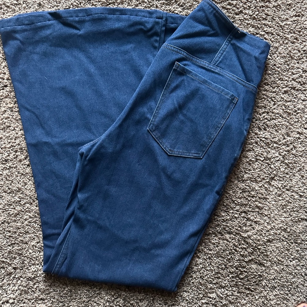 Halara Cross Waist Flare Blue Jeans